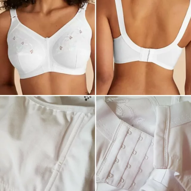 M&S TOTAL Support Non-Wired Full Cup White Bra Cotton Rich 46K