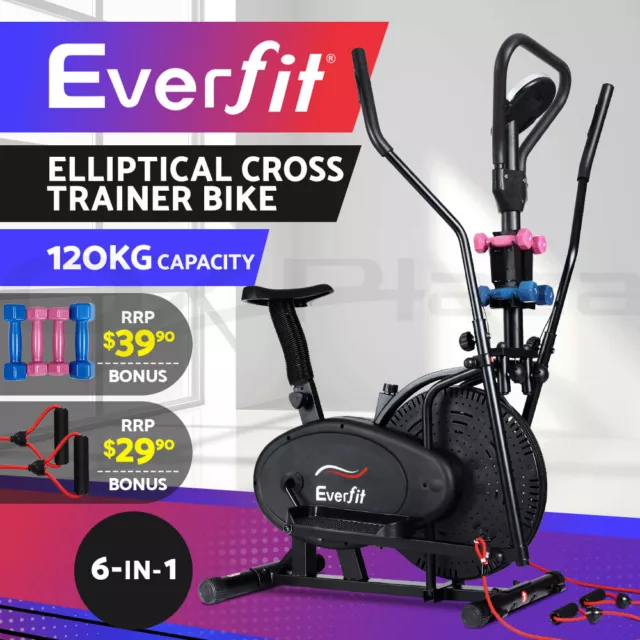 Everfit Exercise Bike 6in1 Elliptical Cross Trainer Bicycle Home Gym Fitness