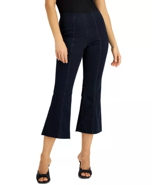 $70 Inc International Concepts High Rise Crop Flare Pull-On Jean Blue 6 DEFECT