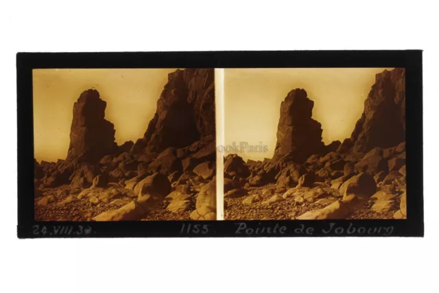 Point de la Jobourg Cotentin France Photo Stereo Plaque de verre Vintage 1930