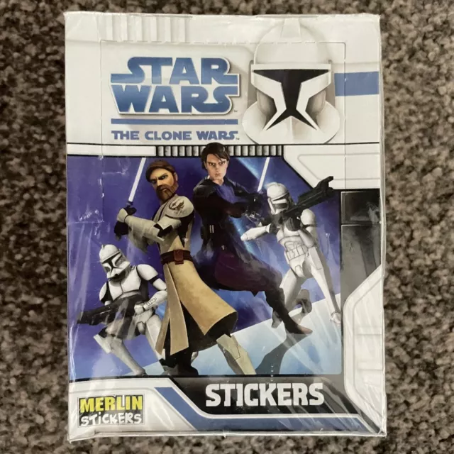 STAR WARS The CLONE WARS Merlin Stickers box SEALED 2008 Topps