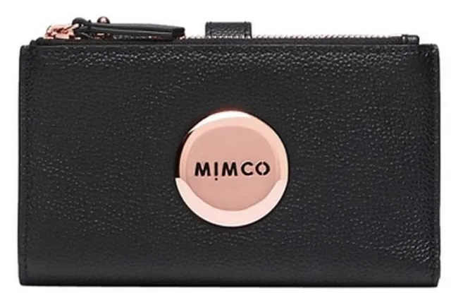 MIMCO MIM DUO LEATHER WALLET, Black With Rose Gold TONE NEW Ex Display ❤❤❤