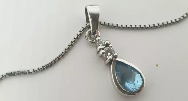 Collana in ARGENTO 925 catenina con ciondolo PIETRA azzurra da DONNA pendente