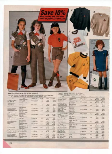 Lot Of 1986 Vintage Brownie Girl Scout Clothing Catalog Pages Print Ads