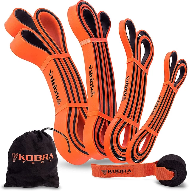 Pull Up Bands – Set of 4 Heavy-Duty, 100% Latex Resistance Bands from 5-85 Lbs.