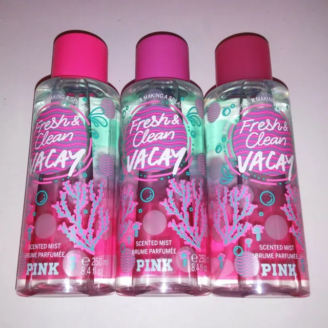 Set of 3 Victoria Secret PINK Fragrance Mist Body Spray Fresh & Clean Vacay  New