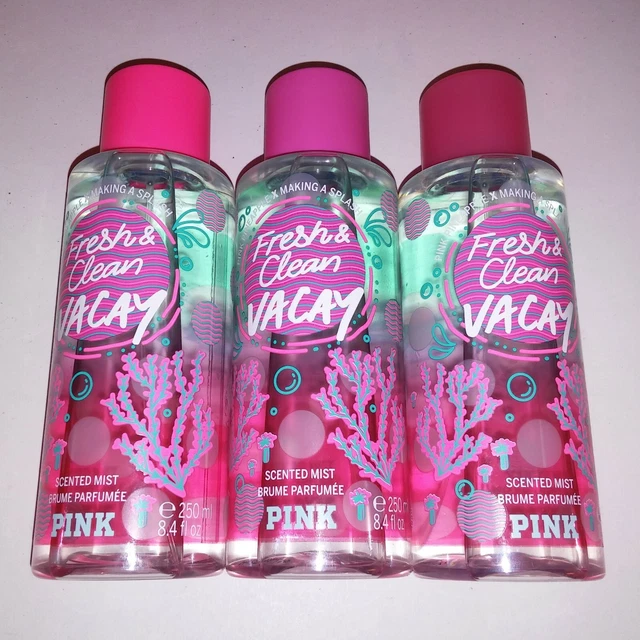 Set of 3 Victoria Secret PINK Fragrance Mist Body Spray Fresh & Clean Vacay  New