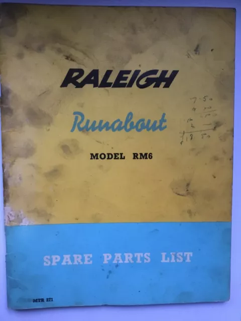 A RALEIGH RUNABOUT RM6 ORIGINAL 1960’s SPARE PARTS LIST -  AUTOMOBILIA,