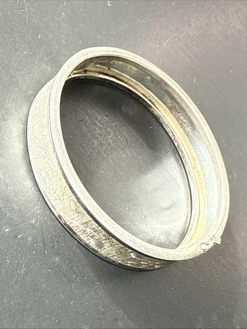 Bracelet Gourmette Ancien En Argent Massif 925 - Style Art Nouveau Perlé - Occasion
