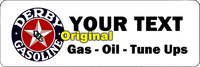 Derby Gasoline Personalized 4x12" Aluminum Sign Motor Oil Gas Globes