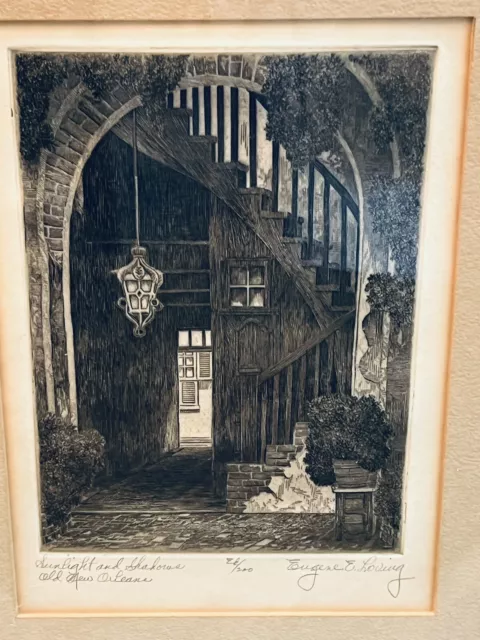 EUGENE LOVING-LA Realist-Hand Signed Lim.Ed Etching- Old NEW ORLEANS