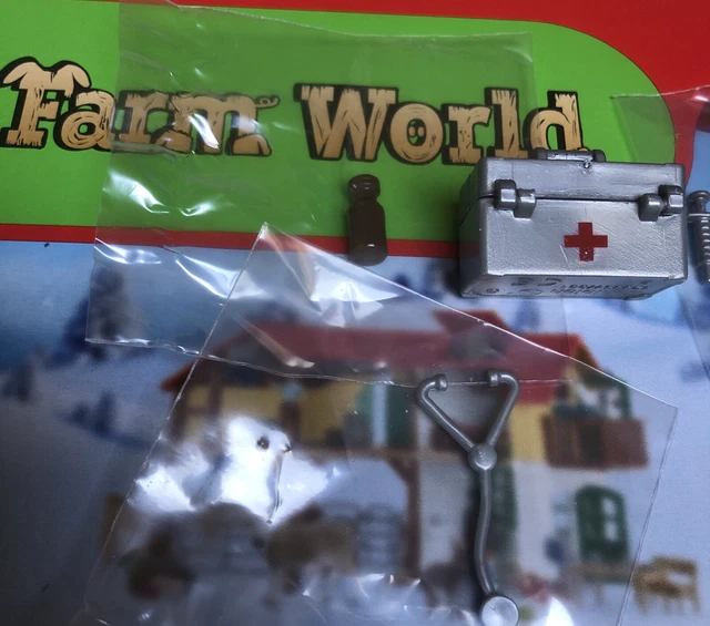 Schleich Set Zubehör TIERARZT KOFFER mit Spritze Stethoskop etc Neu unbenutzt