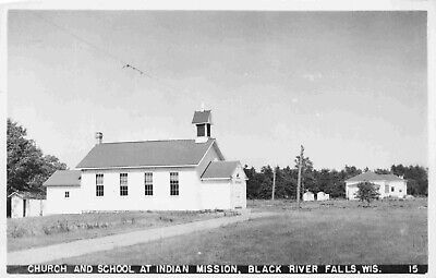RPPC Indian Mission Church School Black River Falls Wisconsin Jackson Postcard