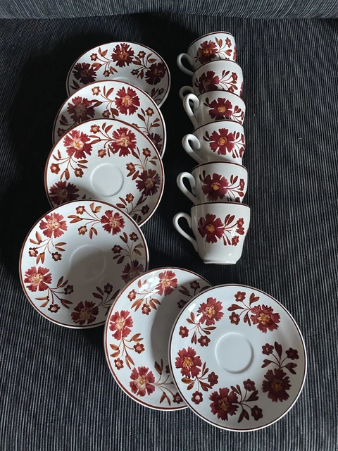 RICHARD GINORI MONDOVI 6 tazzine con piatto decoro ….era GIO PONTI