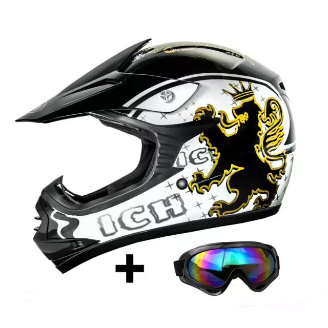 ATO Kinder Cross Helm und Brille ECE 2205 Motorradhelm Quadhelm BMX Crosshelm