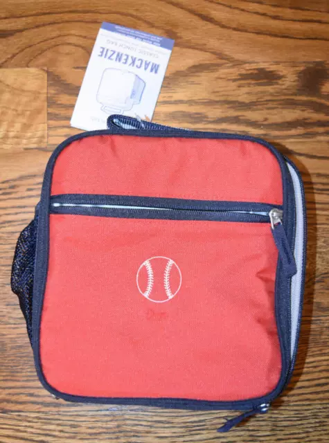 Pottery Barn Kids Classic Mackenzie Red Navy Baseball Lunch Box Name Removed