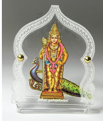 Wood Lord Swami Kartikeya Ji With Peacock Idol 4 cm x 8 cm x 6.5 cm  Multicolor