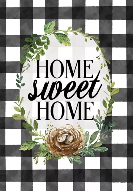 Gingham Home Sweet Home - Taille standard, 28 x 40 pouces, double face décorative,