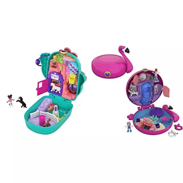 (TG. Piccolo) Polly Pocket-​Il Ranch di Polly e Shani Playset Tascabile con Mi