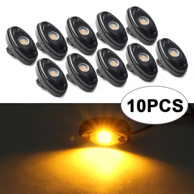 10x Yellow LED Rock Light for Truck Golf JEEP ATV SUV Trail Rig Bar Lamp