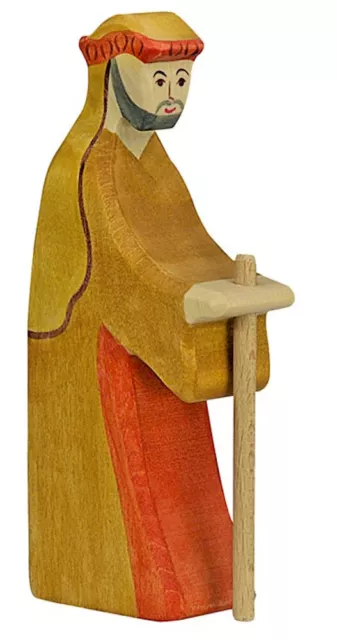 HIRTE MIT STAB Nr 2 Holztiger Krippenfigur Weihnachtskrippe Heilige drei Könige
