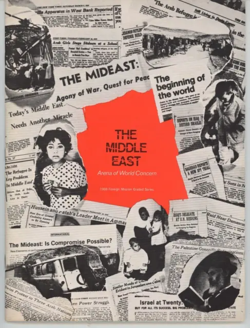 1969 Medio Oriental Área Mundo Concern Sur Bautista Mapa Israel Palestina