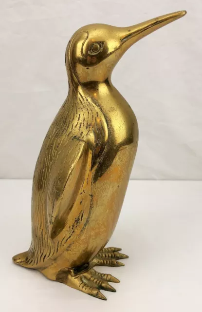 Large Vintage Mid Century MCM Brass PENGUIN ~ 10.5" tall