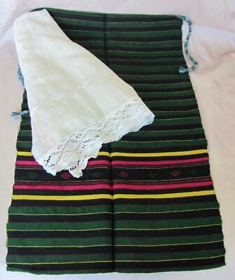 19C. Antique Balkans Folk Art Set Woolen Apron & Kenar Towel