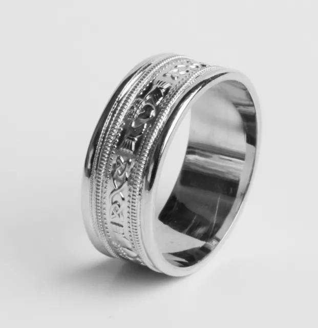 .925 Sterling Silver Irish Handcrafted Claddagh Design Wedding Anniversary Ring