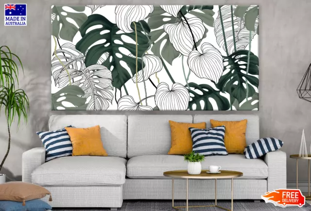 Tropical Leaves Vector art Design Wall Canvas Home Decor Australian Made Quality