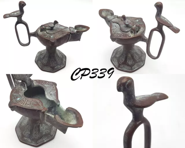 Ancient Medieval Persian Islamic Seljuk Oil Lamp Bronze Circa 12th #CP339