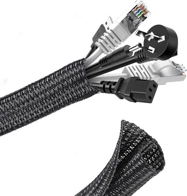 Manchon De Cache Câble, 13-22Mm Réglable Gaine Câble Tressée, Extensible Gaine R