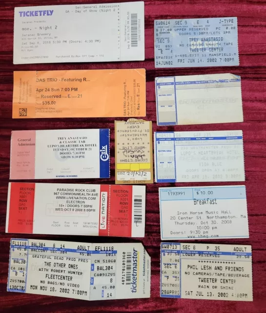 10X USED Concert Ticket Stub LOT RANDOM BANDS MUSIC AND DATES ARENAS AS FOUND