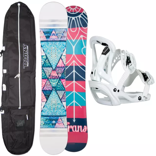 Damen Snowboard Set Trans Cu White 151 Cm + Ftwo Sonic Bindung Gr. M + Bag