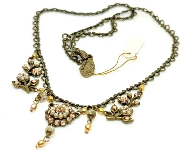 Lovely Necklace By Michal Negrin Bright Beads With Crystals  Flowers.