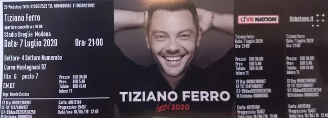 2 biglietti TIZIANO FERRO BOLOGNA