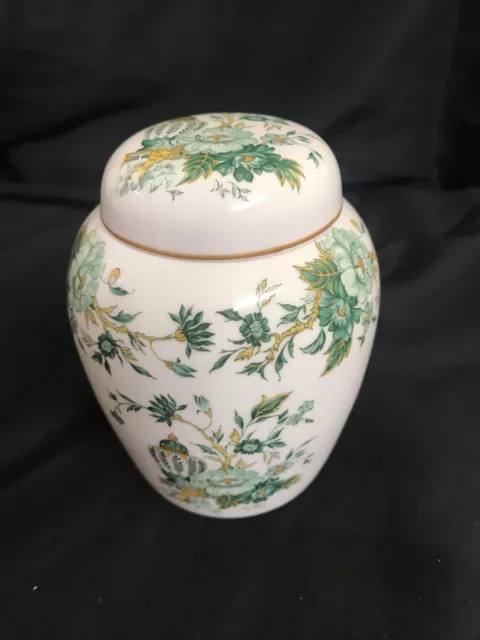 Crown "Kowloon" Bone China Green & Yellow Decorated 12cm Tall Ginger Jar