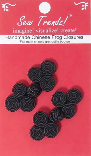 Cierres de botones de rana - negro-2"x1"" - forma de flor - 2 pares/piezas - #FG4696