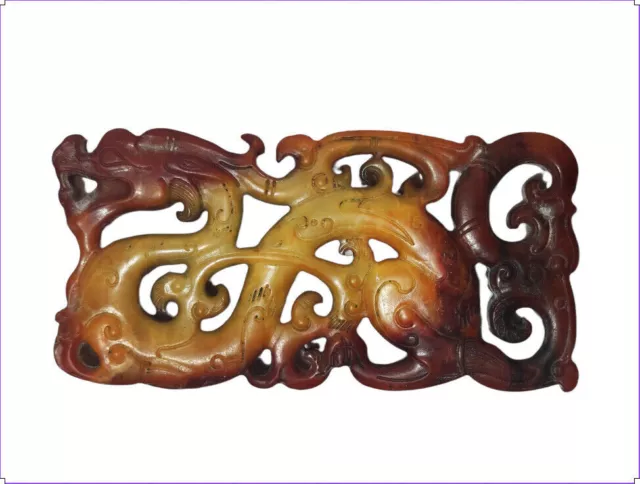 China Antiques, Shoushan Stone Handgeschnitzte Dekorationsplakette: Snake Dragon