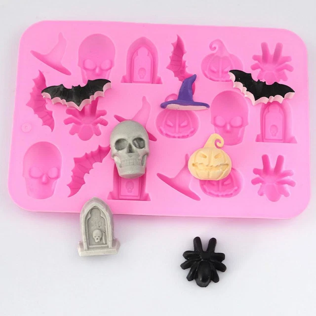 18 pz Halloween Stampo Cioccolato Silicone Cioccolato Pipistrello Zucca Ragno Cappello Mago Silicone,