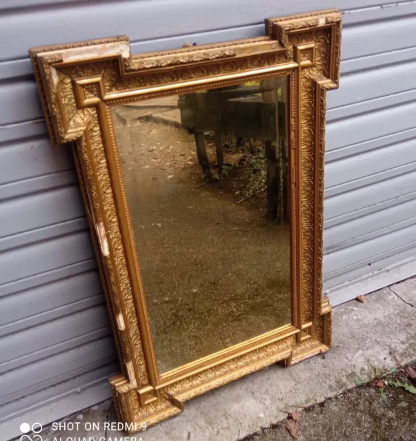 Miroir de style Napoléon III doré à la feuille - XIXe siècle - A restaurer