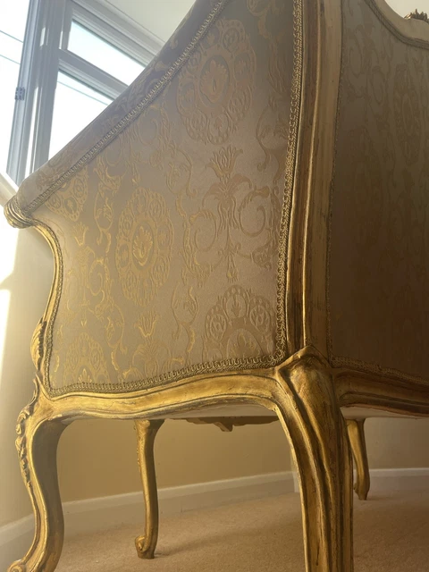 Louis XV Style Gilt Sofa With Silk Upholstery