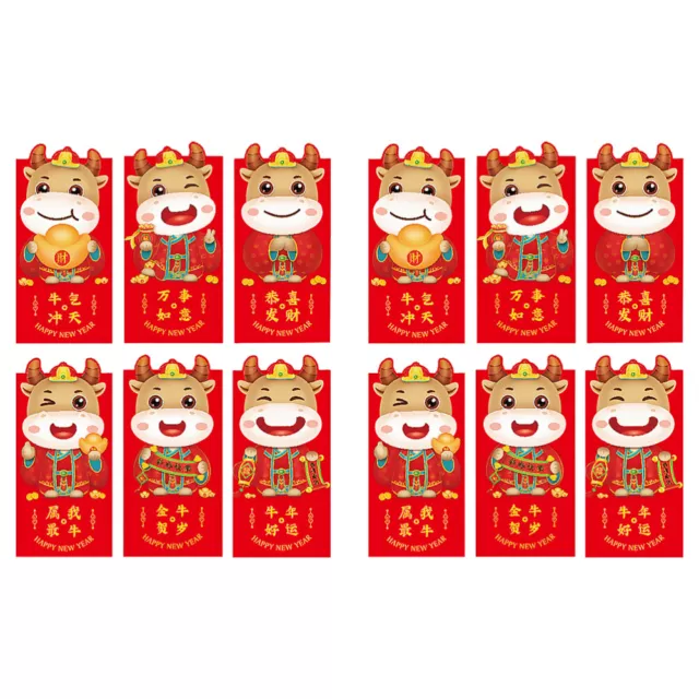 12 Pcs Red High-quality Cardboard 2021 New Year Envelope Chinese Wedding