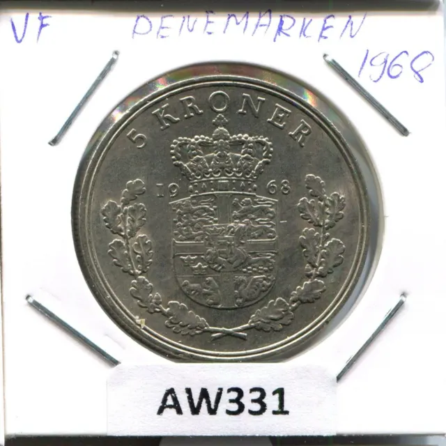 5 KRONER 1968 DANEMARK DENMARK Münze #AW331.D