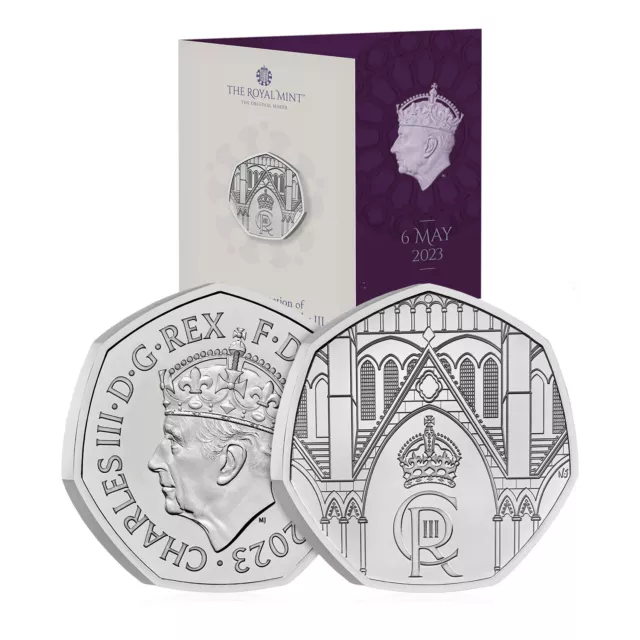 Zecca reale L'incoronazione di Sua Maestà il Re Carlo III moneta da 50 p FDC UK 2023