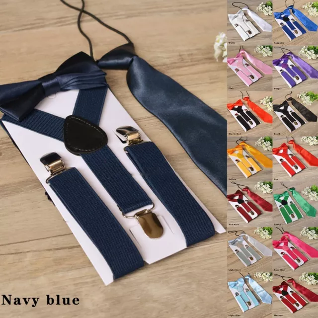 Set sospensioni e cravatte con fiocco per bambini regolabili e alla moda ideale