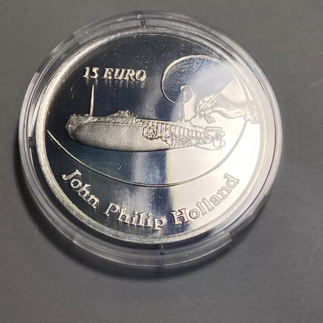 15 Euro Silver Proof Coin Inventor of the Modern Submarine Box /Coa Item # 4790