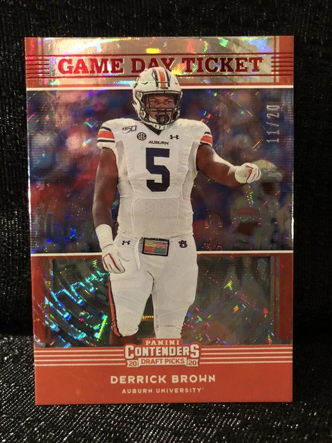 Derrick Brown 2020 Panini Contenders Draft Picks Red Zone Rookie Holo Card /20