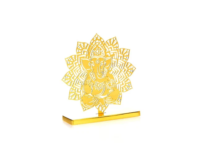 Statuette De Ganesh Blanche - Idole En Céramique Pour Tableau De Bord Voiture Ou Décoration - 8 X 10 Cm - Porte-bonheur - 12