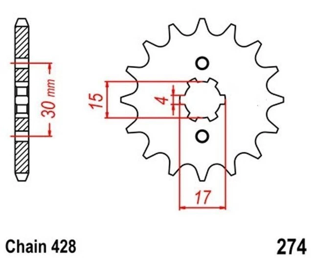 Sprocket 16Z pitch 428 for HONDA C CRF H MSX MTX XL XR 80 100 125 front sprocket